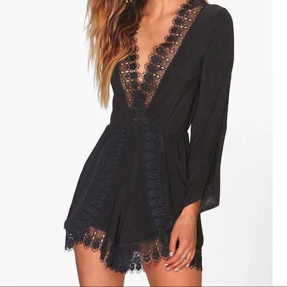boohoo black playsuit